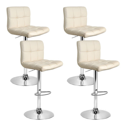 Artiss 4x Bar Stools Leather Gas Lift Beige - Cosy Abode