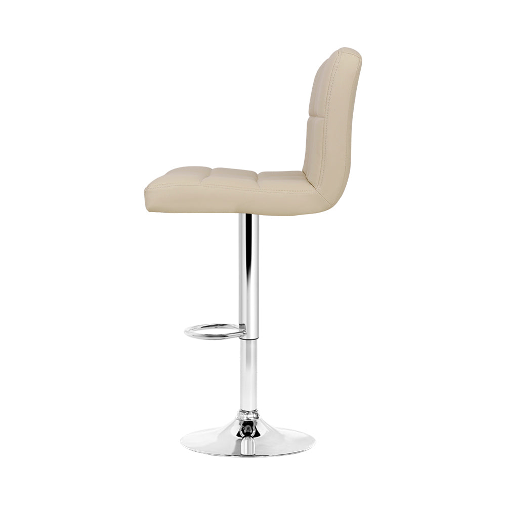 Artiss 4x Bar Stools Leather Gas Lift Beige - Cosy Abode