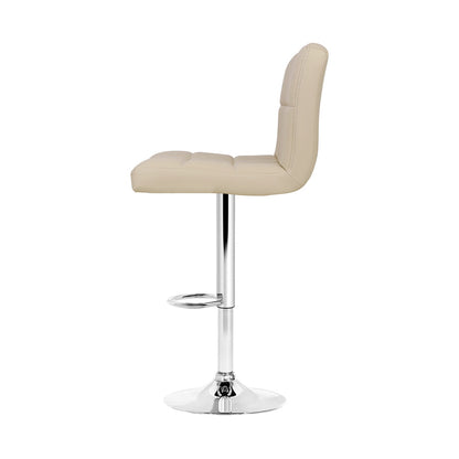 Artiss 4x Bar Stools Leather Gas Lift Beige - Cosy Abode