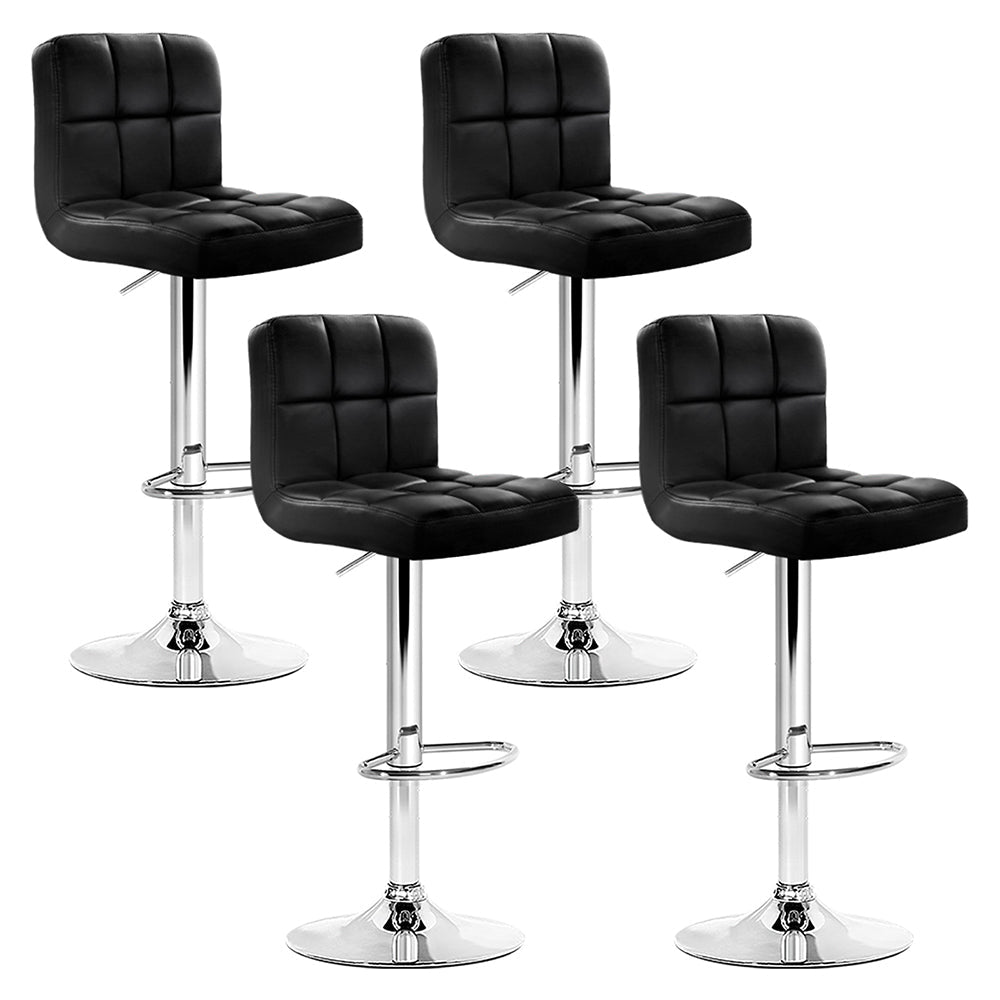 Artiss 4x Bar Stools Leather Gas Lift Black - Cosy Abode