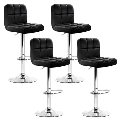 Artiss 4x Bar Stools Leather Gas Lift Black - Cosy Abode