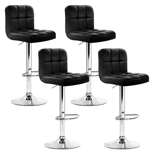 Artiss 4x Bar Stools Leather Gas Lift Black - Cosy Abode