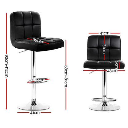 Artiss 4x Bar Stools Leather Gas Lift Black - Cosy Abode
