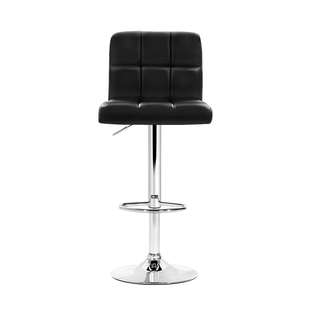 Artiss 4x Bar Stools Leather Gas Lift Black - Cosy Abode
