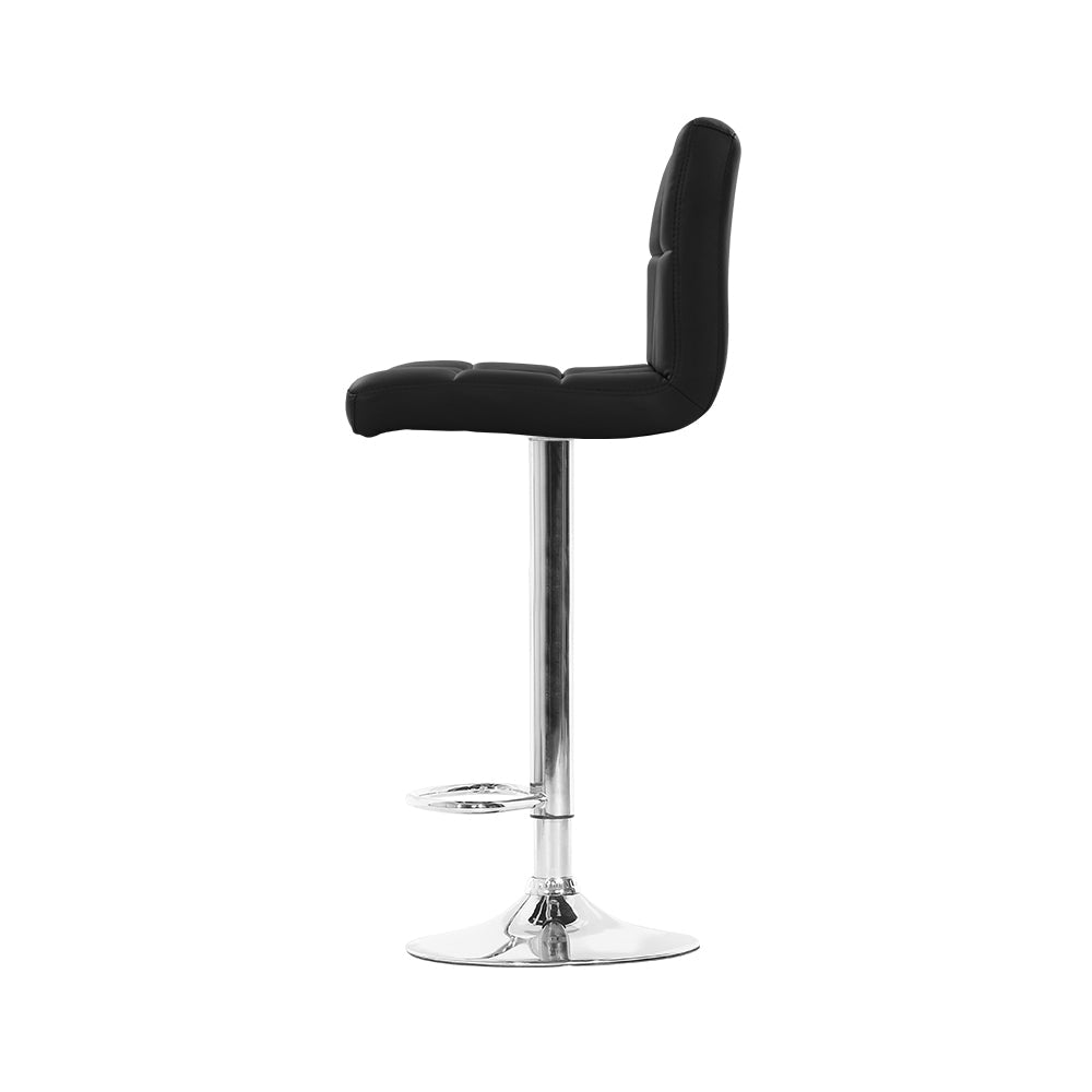 Artiss 4x Bar Stools Leather Gas Lift Black - Cosy Abode