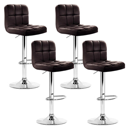 Artiss 4x Bar Stools Leather Gas Lift Brown - Cosy Abode