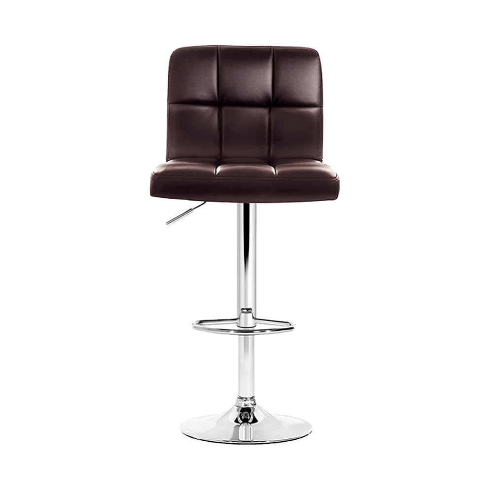 Artiss 4x Bar Stools Leather Gas Lift Brown - Cosy Abode