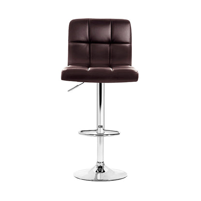 Artiss 4x Bar Stools Leather Gas Lift Brown - Cosy Abode