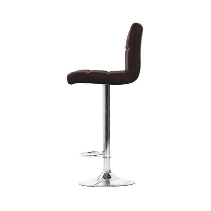 Artiss 4x Bar Stools Leather Gas Lift Brown - Cosy Abode