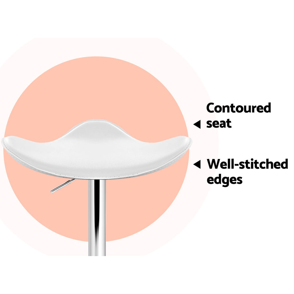 Artiss 4x Bar Stools Leather Gas Lift Chair White - Cosy Abode