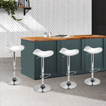 Artiss 4x Bar Stools Leather Gas Lift Chair White - Cosy Abode