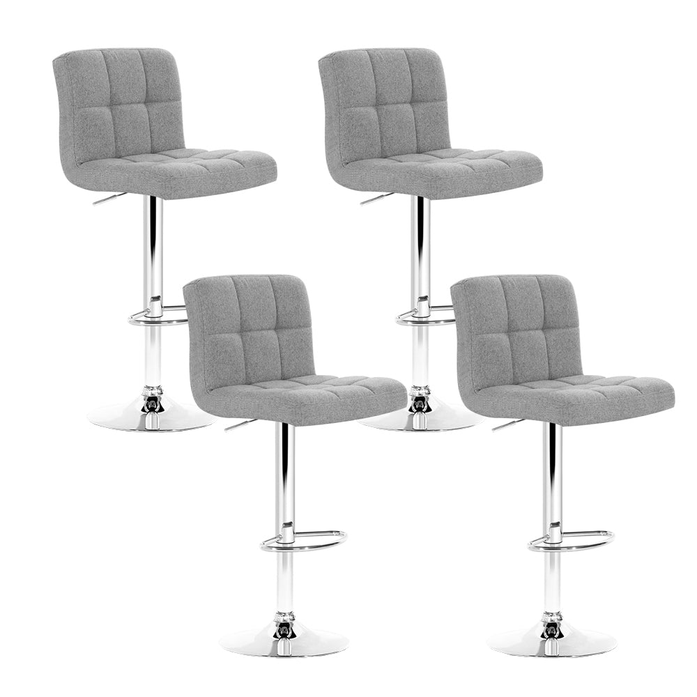 Artiss 4x Bar Stools Leather Gas Lift Grey - Cosy Abode