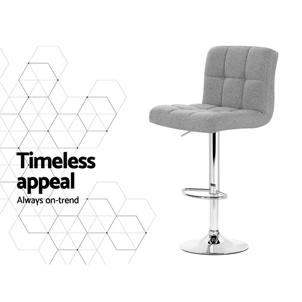 Artiss 4x Bar Stools Leather Gas Lift Grey - Cosy Abode