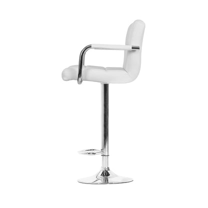 Artiss 4x Bar Stools Leather Gas Lift w/Armrest White - Cosy Abode