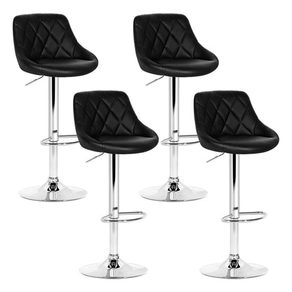 Artiss 4x Bar Stools Leather Padded Gas Lift Black - Cosy Abode
