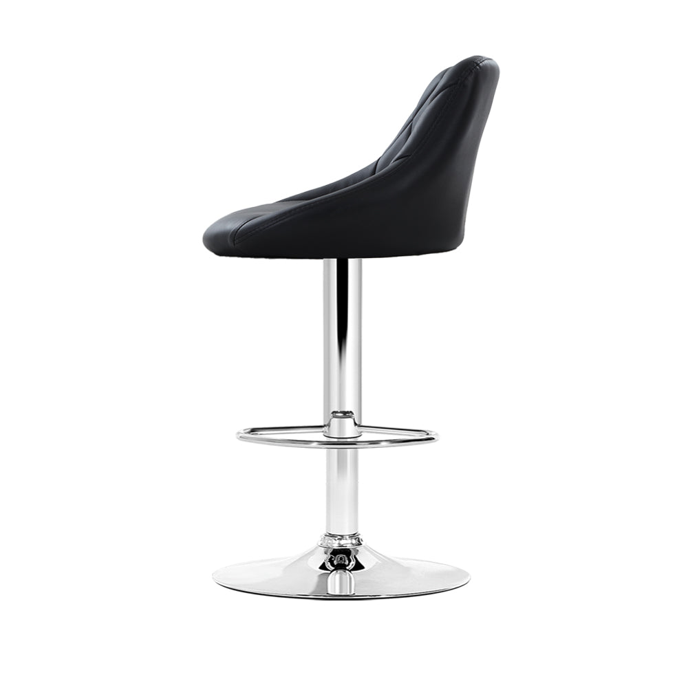 Artiss 4x Bar Stools Leather Padded Gas Lift Black - Cosy Abode