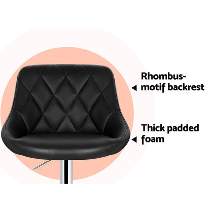Artiss 4x Bar Stools Leather Padded Gas Lift Black - Cosy Abode
