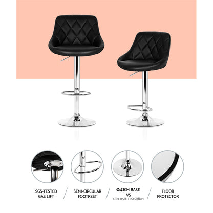 Artiss 4x Bar Stools Leather Padded Gas Lift Black - Cosy Abode