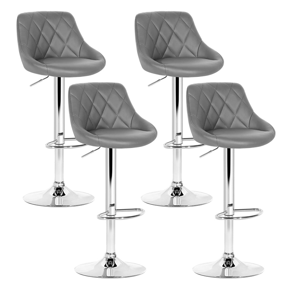 Artiss 4x Bar Stools Leather Padded Gas Lift Grey - Cosy Abode