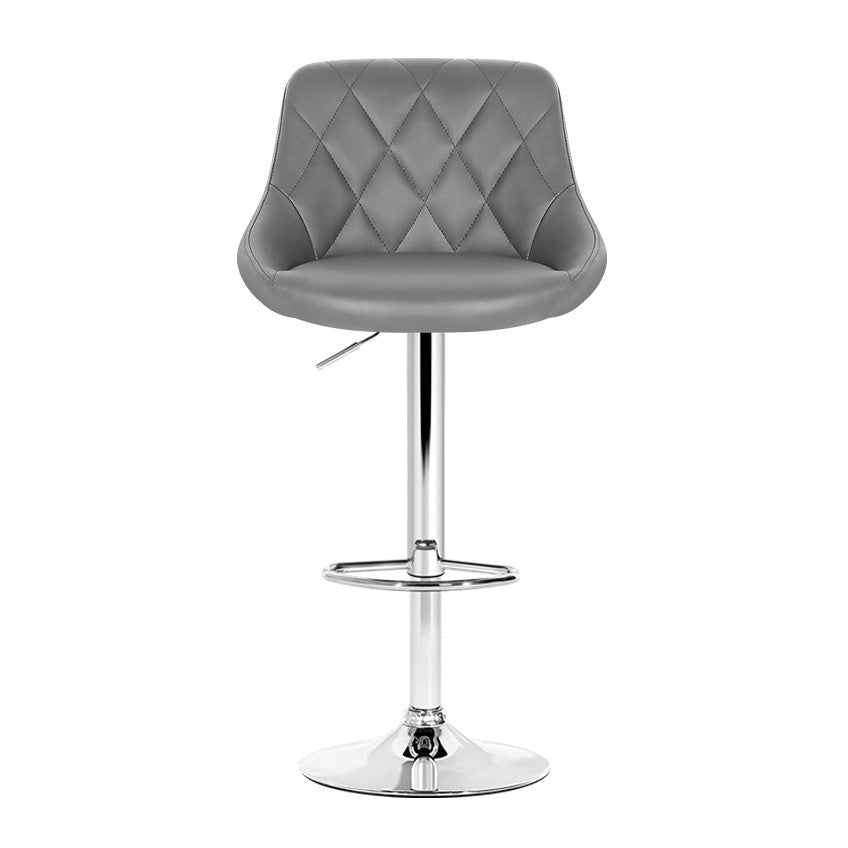 Artiss 4x Bar Stools Leather Padded Gas Lift Grey - Cosy Abode