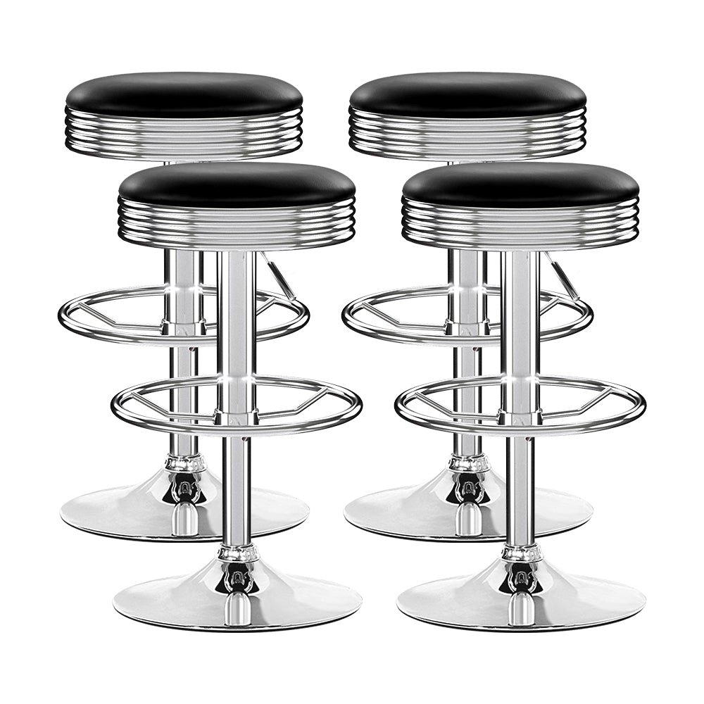 Artiss 4x Bar Stools Leather Padded Gas Lift Silver - Cosy Abode