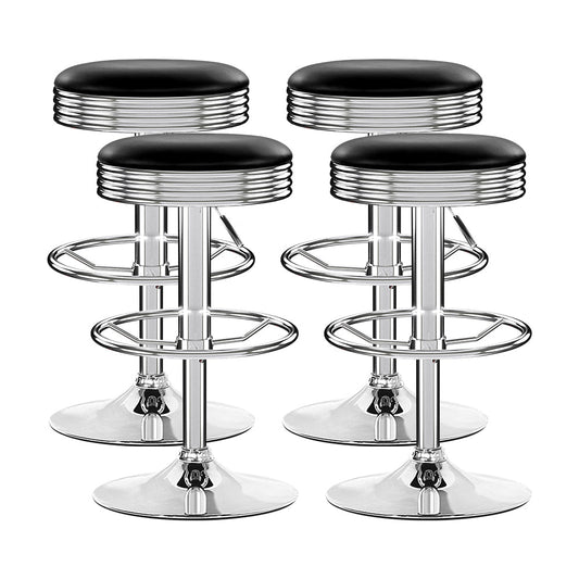 Artiss 4x Bar Stools Leather Padded Gas Lift Silver - Cosy Abode