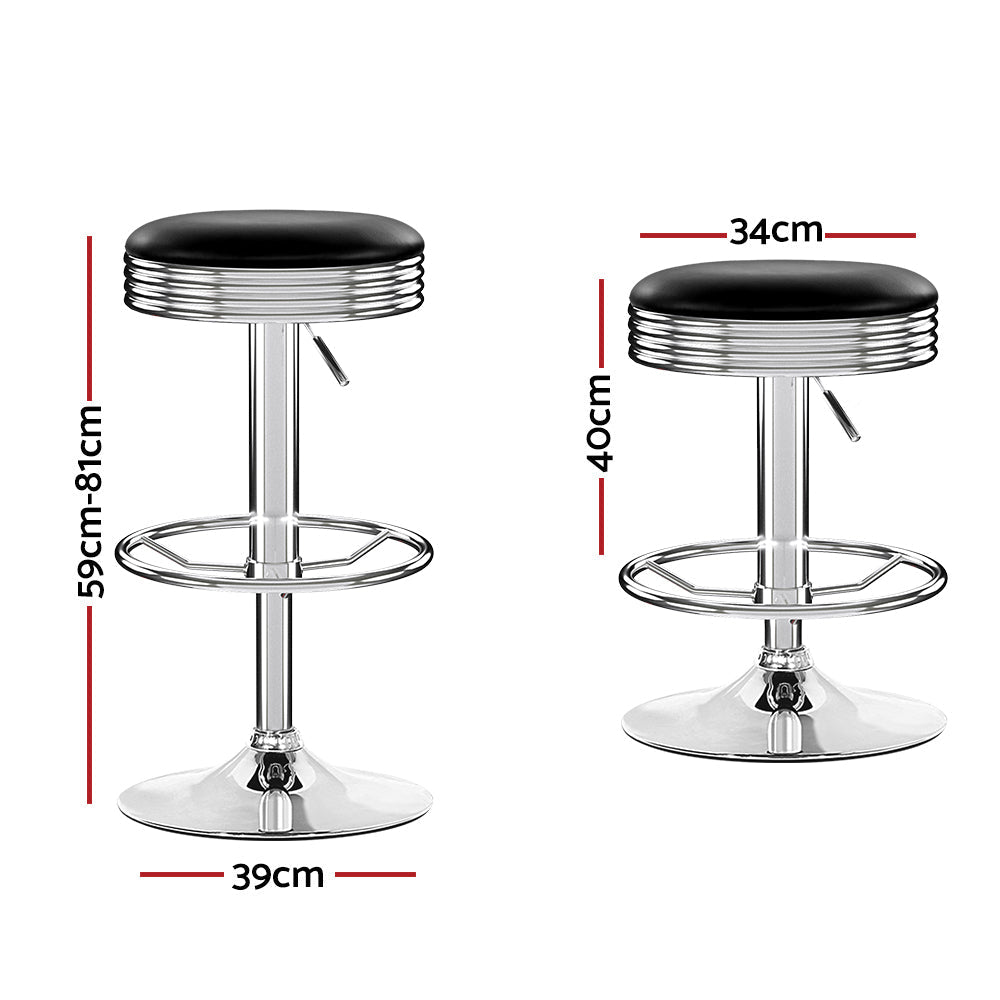 Artiss 4x Bar Stools Leather Padded Gas Lift Silver - Cosy Abode