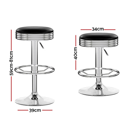 Artiss 4x Bar Stools Leather Padded Gas Lift Silver - Cosy Abode