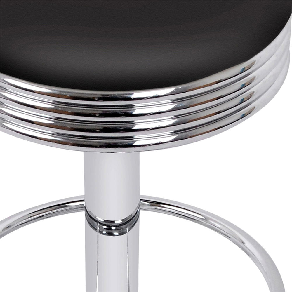 Artiss 4x Bar Stools Leather Padded Gas Lift Silver - Cosy Abode