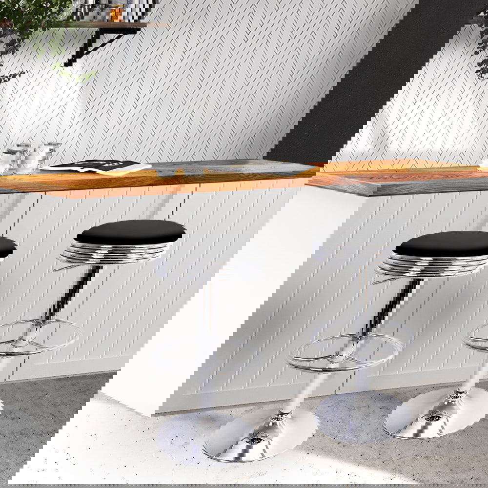 Artiss 4x Bar Stools Leather Padded Gas Lift Silver - Cosy Abode