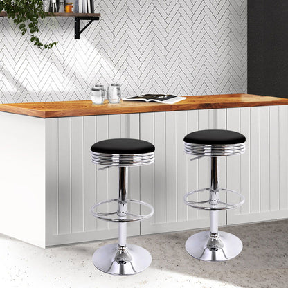 Artiss 4x Bar Stools Leather Padded Gas Lift Silver - Cosy Abode