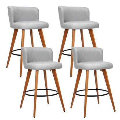 Artiss 4x Bar Stools Linen Padded Wooden Grey - Cosy Abode