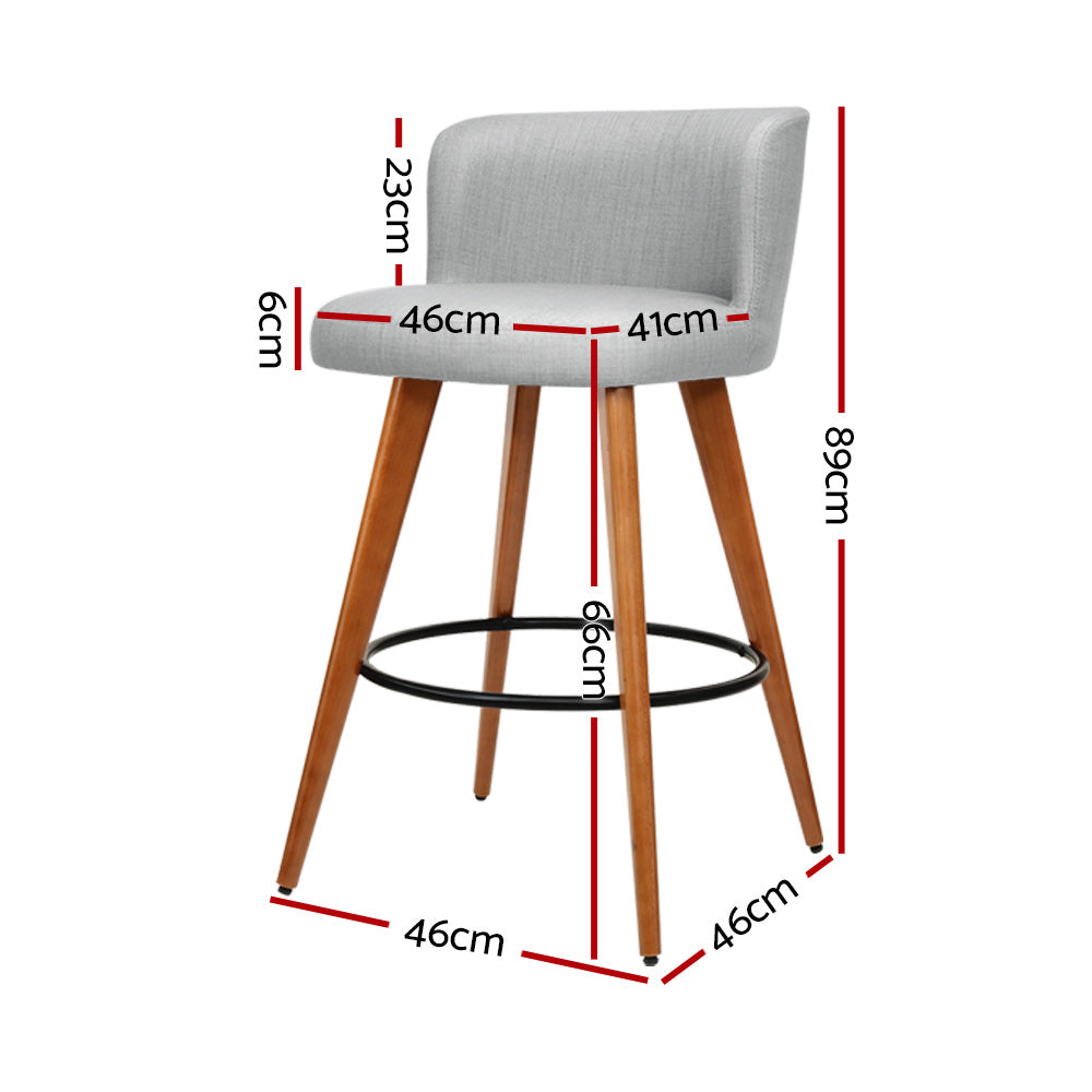 Artiss 4x Bar Stools Linen Padded Wooden Grey - Cosy Abode