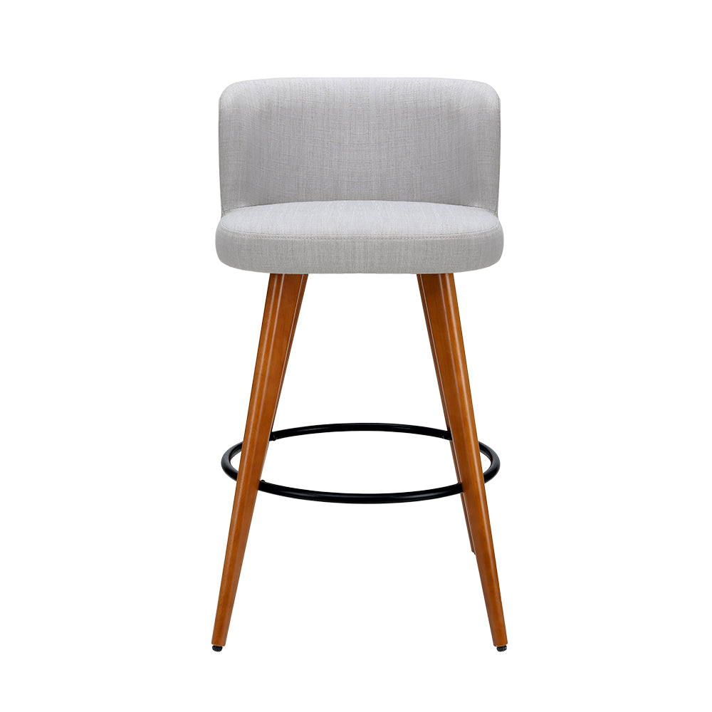 Artiss 4x Bar Stools Linen Padded Wooden Grey - Cosy Abode