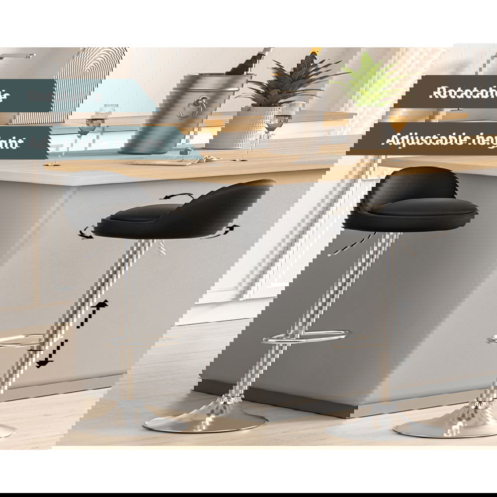 Artiss 4x Bar Stools PU Leather Gas Lift Black - Cosy Abode