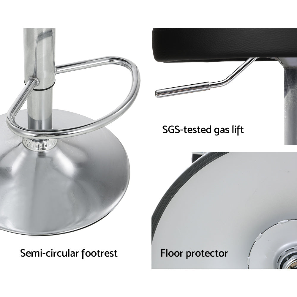 Artiss 4x Bar Stools PU Leather Gas Lift Black - Cosy Abode