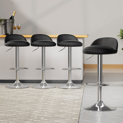 Artiss 4x Bar Stools PU Leather Gas Lift Black - Cosy Abode
