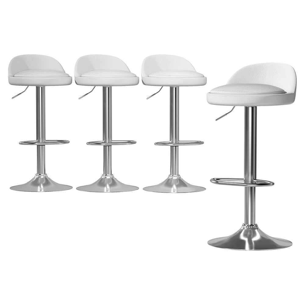 Artiss 4x Bar Stools PU Leather Gas Lift White - Cosy Abode