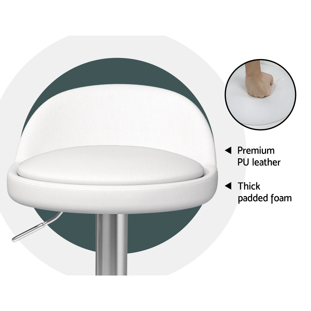 Artiss 4x Bar Stools PU Leather Gas Lift White - Cosy Abode