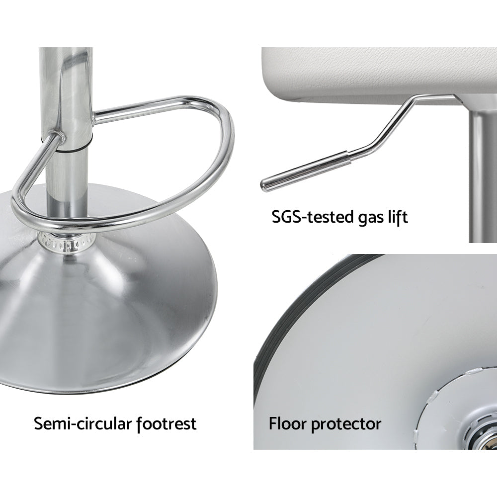 Artiss 4x Bar Stools PU Leather Gas Lift White - Cosy Abode