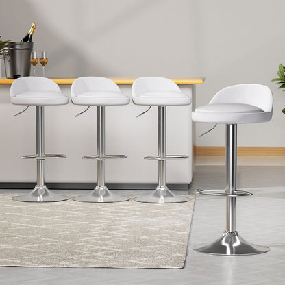 Artiss 4x Bar Stools PU Leather Gas Lift White - Cosy Abode