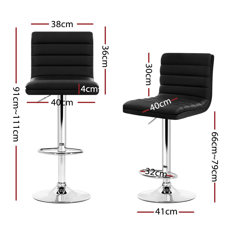 Artiss 4x Bar Stools Padded Leather Gas Lift Black - Cosy Abode