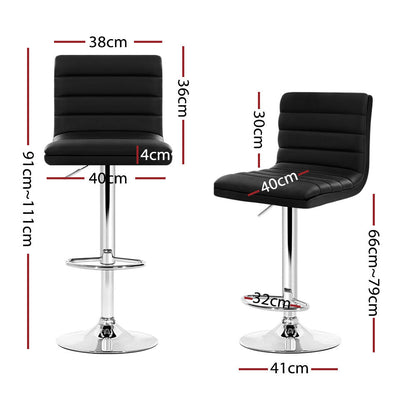 Artiss 4x Bar Stools Padded Leather Gas Lift Black - Cosy Abode