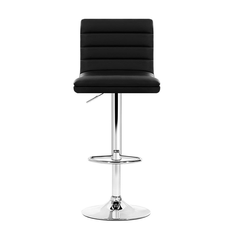 Artiss 4x Bar Stools Padded Leather Gas Lift Black - Cosy Abode