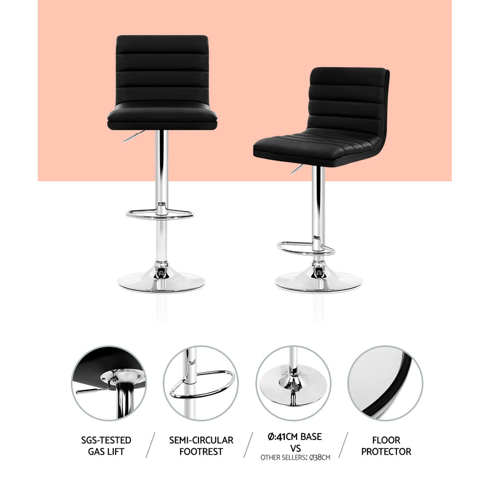 Artiss 4x Bar Stools Padded Leather Gas Lift Black - Cosy Abode