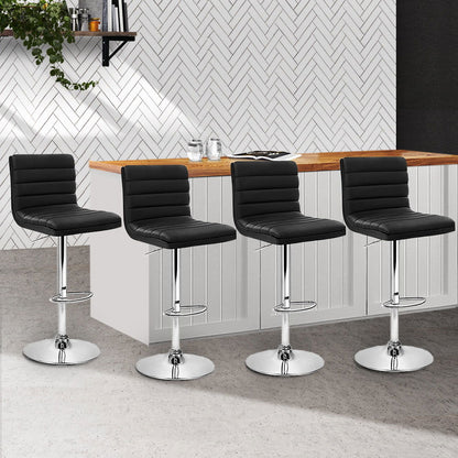 Artiss 4x Bar Stools Padded Leather Gas Lift Black - Cosy Abode