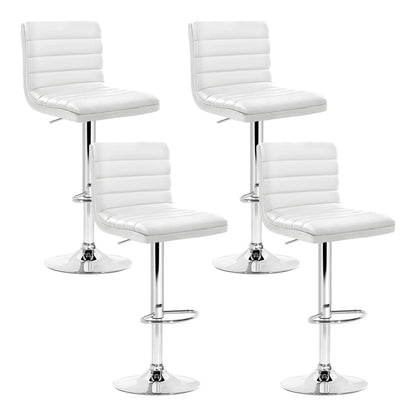 Artiss 4x Bar Stools Padded Leather Gas Lift White - Cosy Abode