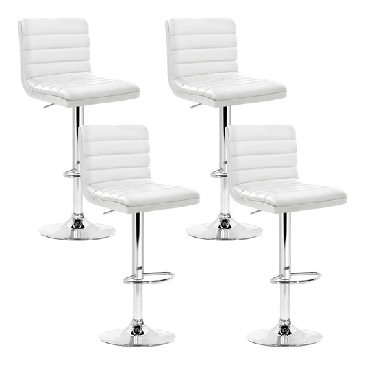 Artiss 4x Bar Stools Padded Leather Gas Lift White - Cosy Abode