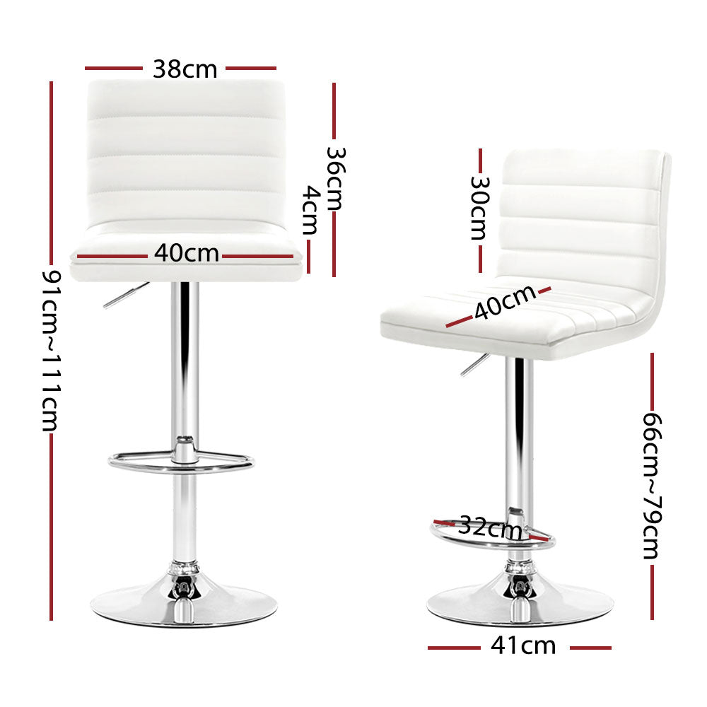 Artiss 4x Bar Stools Padded Leather Gas Lift White - Cosy Abode