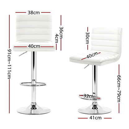 Artiss 4x Bar Stools Padded Leather Gas Lift White - Cosy Abode